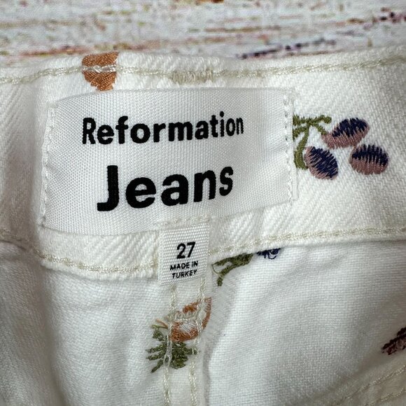 Reformation Jean Shorts Womens 27 Multi Charlie Fruitloops High Rise Embroidered - Picture 11 of 13